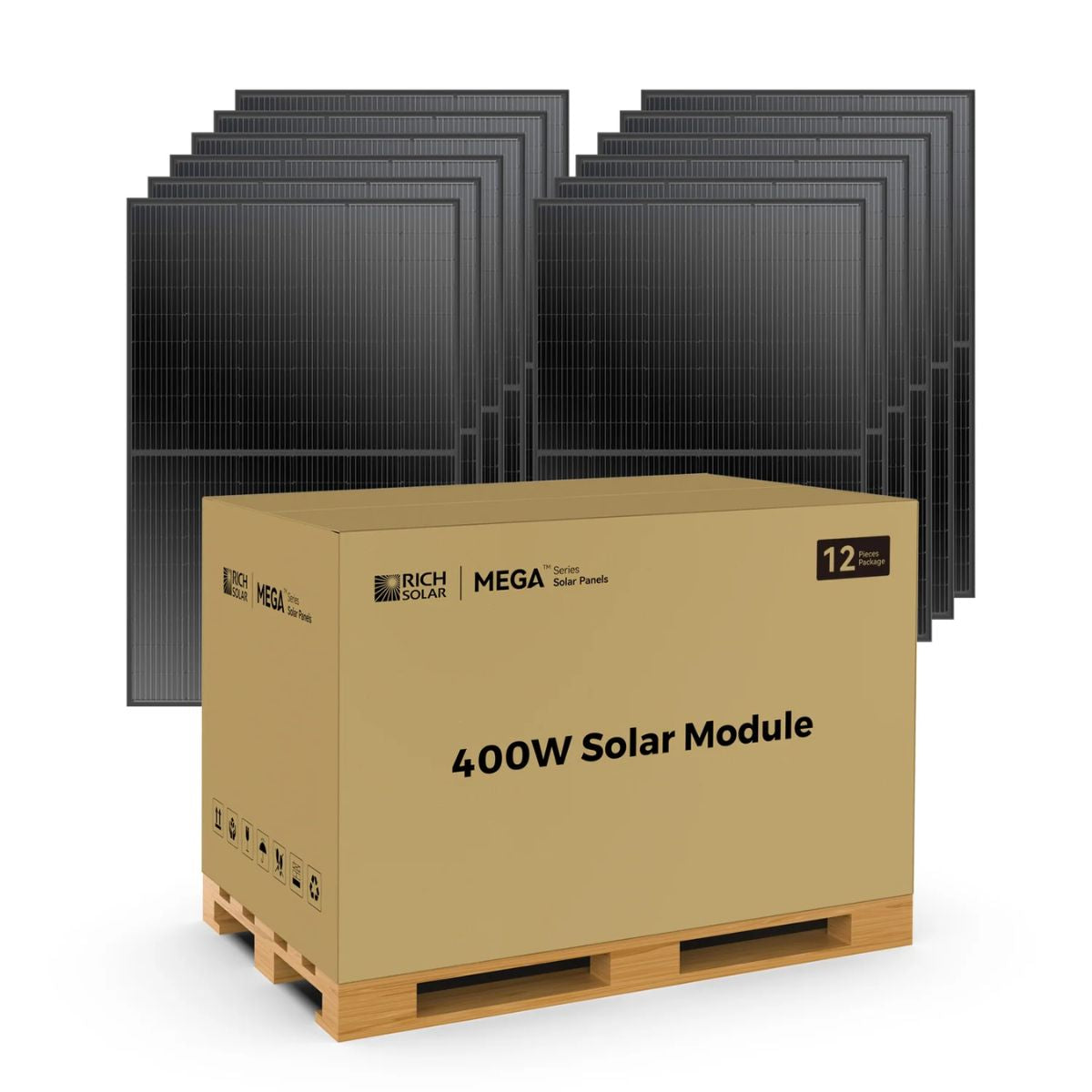 Rich Solar RS-M400 400W Mega Monocrystalline Solar Panel featuring 12 pieces tough built panels