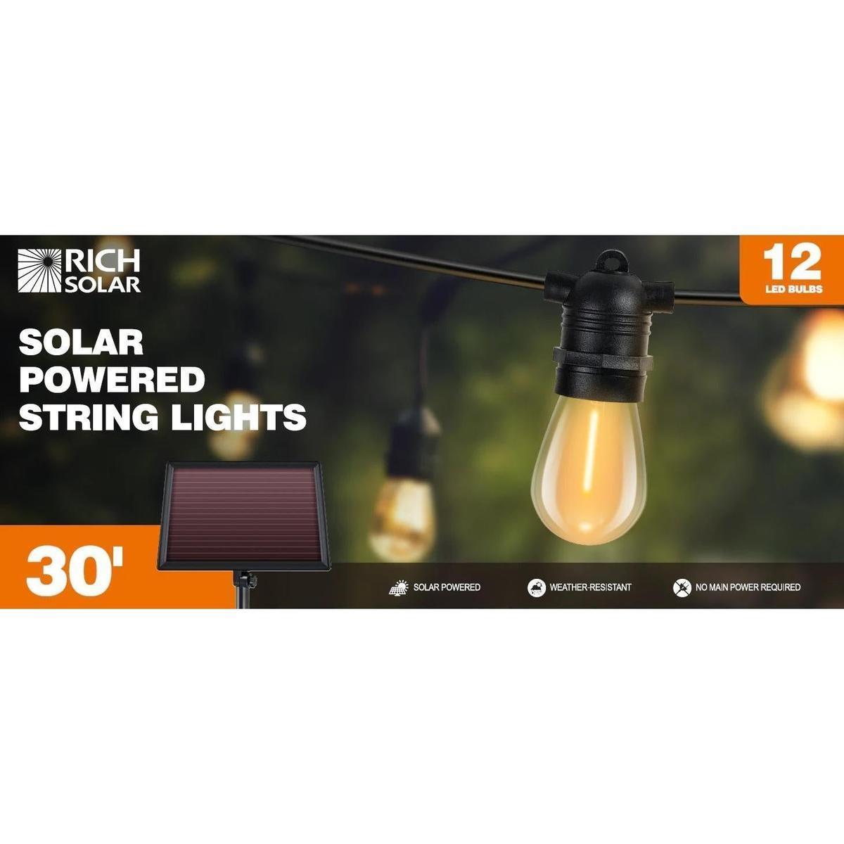Rich Solar RS-SL30 Solar Powered String Lights 12 Led Bulbs-3
