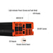 Parts of the bottom panel of Rich Solar RS-V1500 1500W Industrial Pure Sine Wave Inverter displaying its ports, display and on/off switch