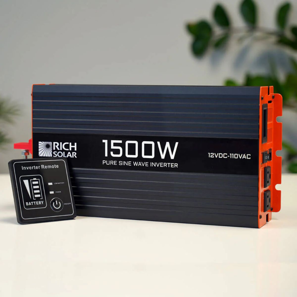 Rich Solar RS-V1500 1500W Industrial Pure Sine Wave Inverter with its included inverter remote control