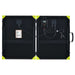 Back panel view of Rich Solar RS-X100BC MEGA 100W Briefcase Portable Solar Charging Kit displaying the added components of the solar kit