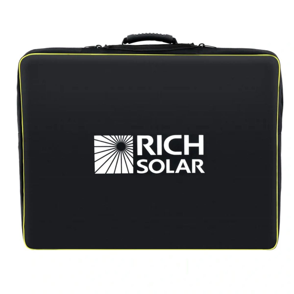 Rich Solar RS-X100BC MEGA 100W Briefcase Portable Solar Charging Kit displaying its include protective bag for extra protection on the solar panels