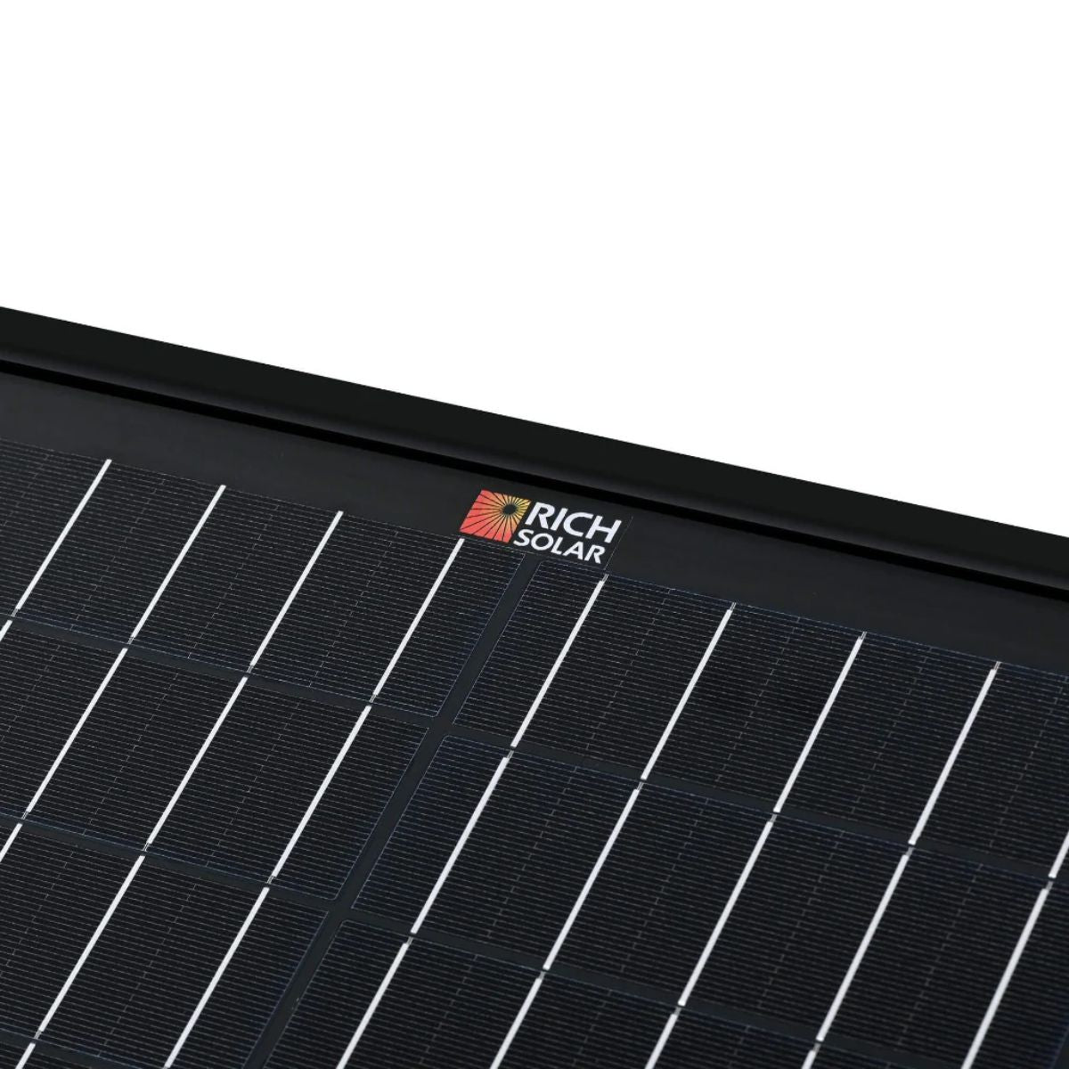 A zoomed in view of Rich Solar RS-X200B MEGA 200W Portable Solar Panel Briefcase's monocrystalline solar cells