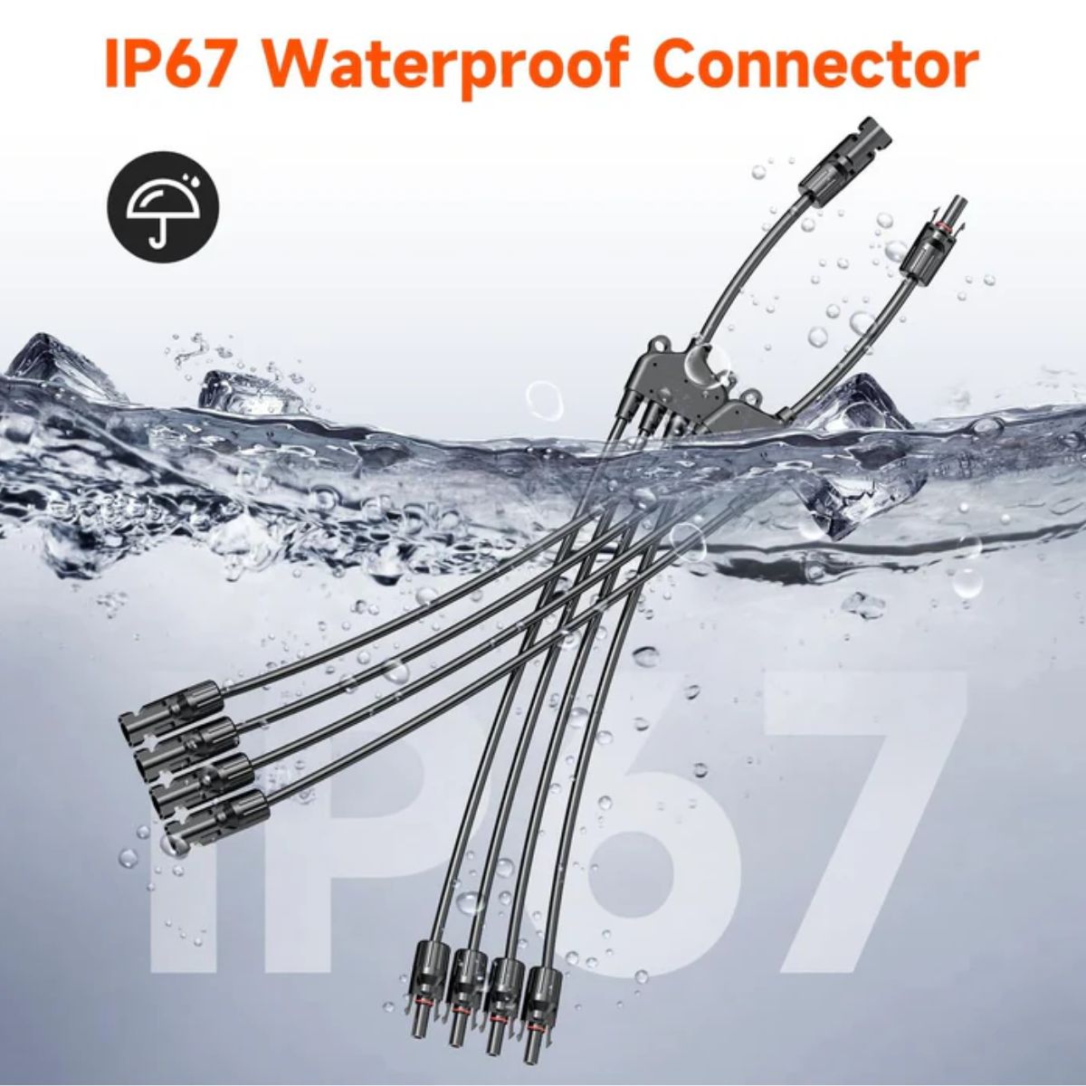 Rich Solar RS-Y4 Y Branch Parallel Adapters 4 to 1 displaying its IP67 Waterproof feature