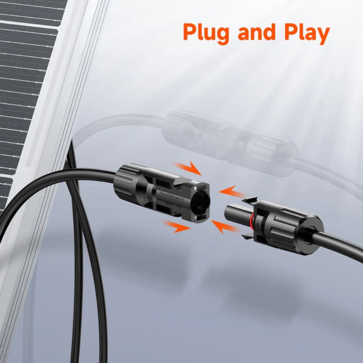 Rich Solar RS-Y4 Y Branch Parallel Adapters 4 to 1 displaying its Plug and Play feature