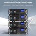 SunGold Power SG48100P Server Rack Lithium Battery displaying its stackable feature, with maximum of 16pcs stacked with each other offering space-saving and maximum power backup