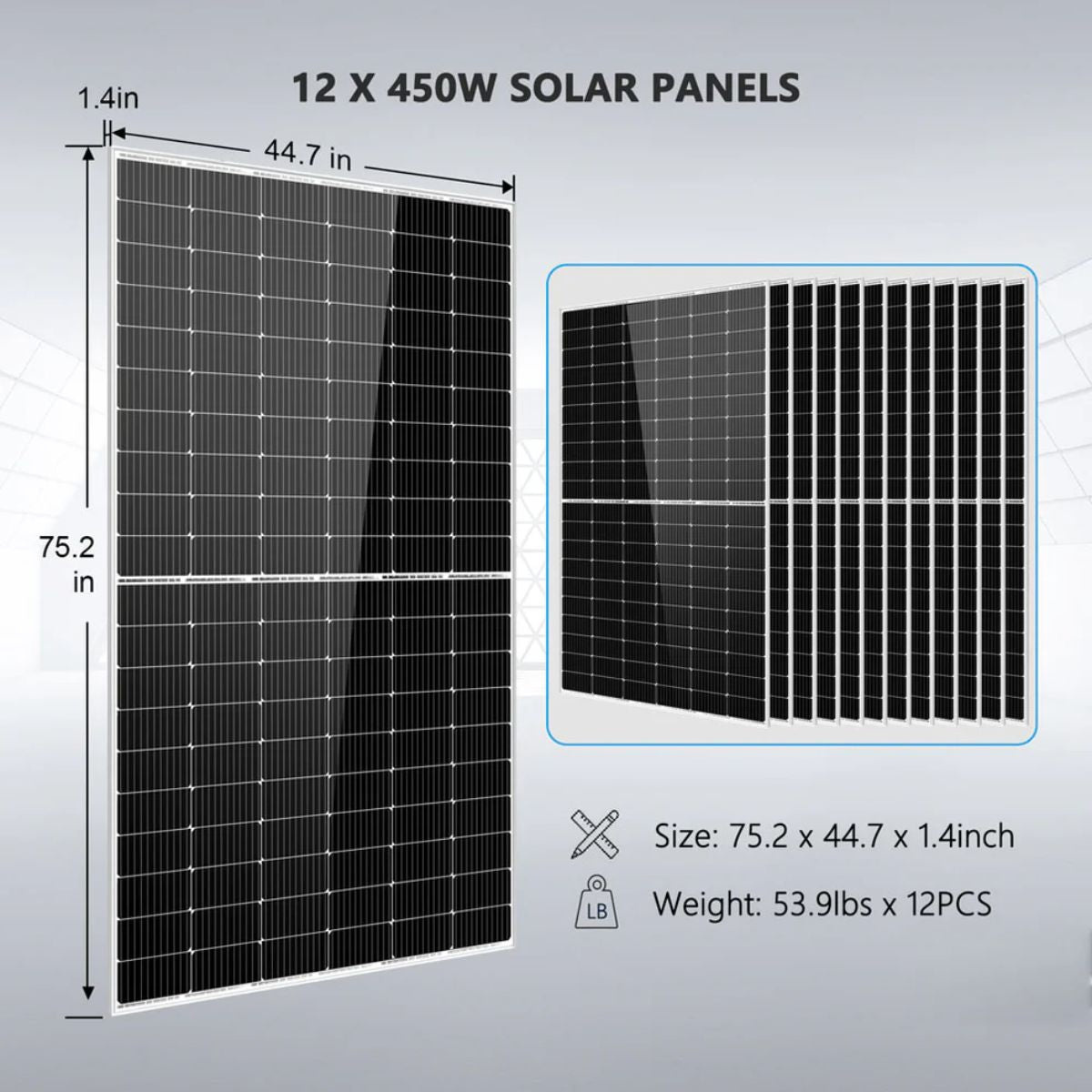 SunGold Power SGK-12MAX Off-Grid Solar Kit's 450 Watt Solar Panel