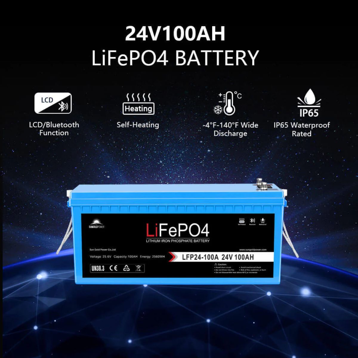 SunGold Power SGKT-3PRO Solar Kit's 100AH LiFePO4 Lithium Battery