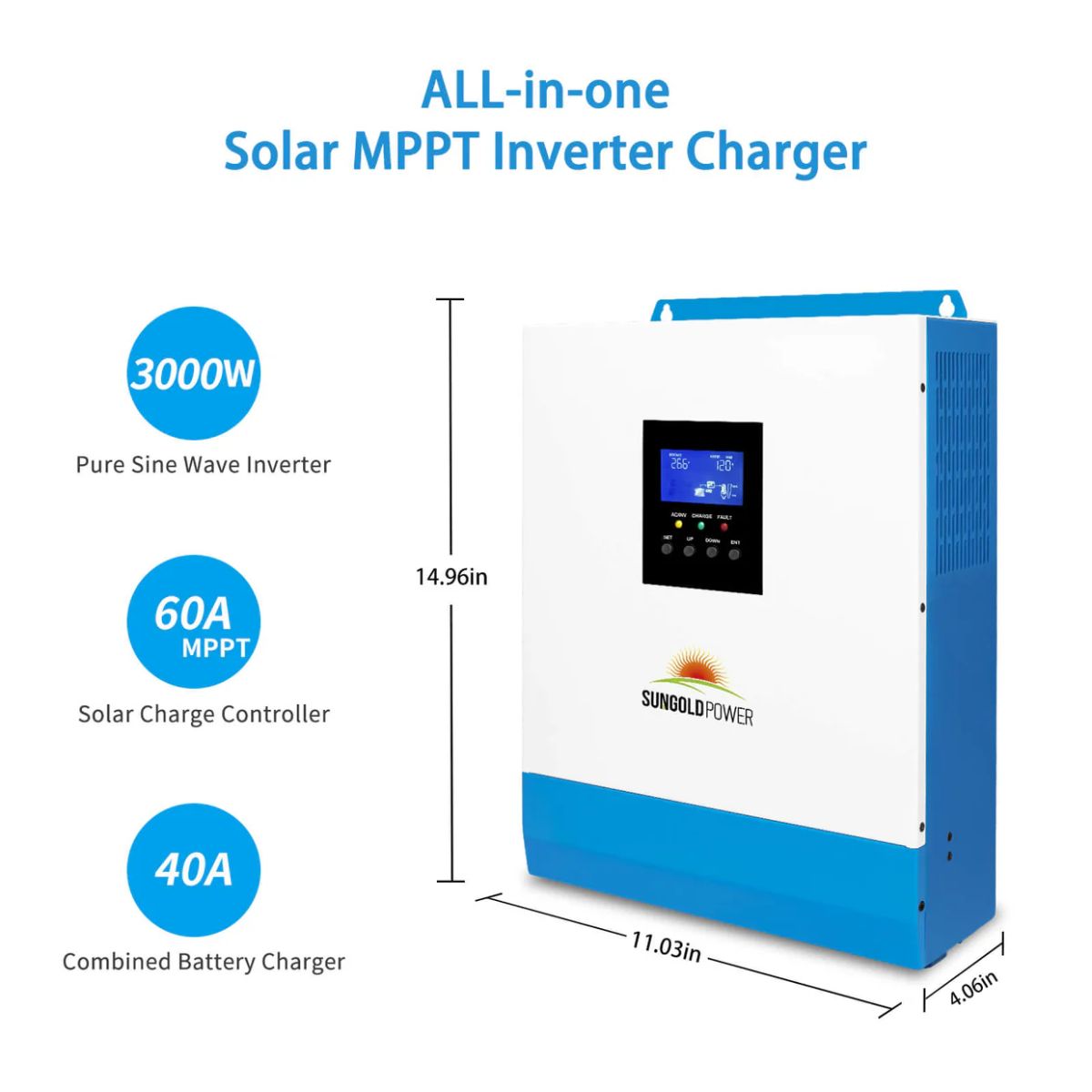 SunGold Power SGKT-3PRO Solar Kit's 3000Watts Solar MPPT Inverter Charger