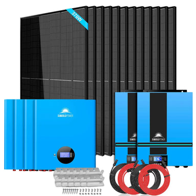 SunGold Power SGM-1320M Off-Grid Solar Kit included to the kit like the 12 x 370W solar panels, 2 x 6500 Watt 48V inverter, and 4 X 100AH powerwall lithium battery