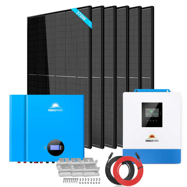 SunGold Power SGM-5K10M Off-Grid Solar Kit included to the kit like the 6 x 370W solar panels, 5000 Watt 48V inverter, and 2 X 100AH powerwall lithium battery