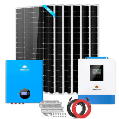 SunGold Power SGM-5K5E Off-Grid Solar Kit included to the kit like the 6 x 200W solar panels, 5000 Watt 48V inverter, and 1 X 100AH powerwall lithium battery