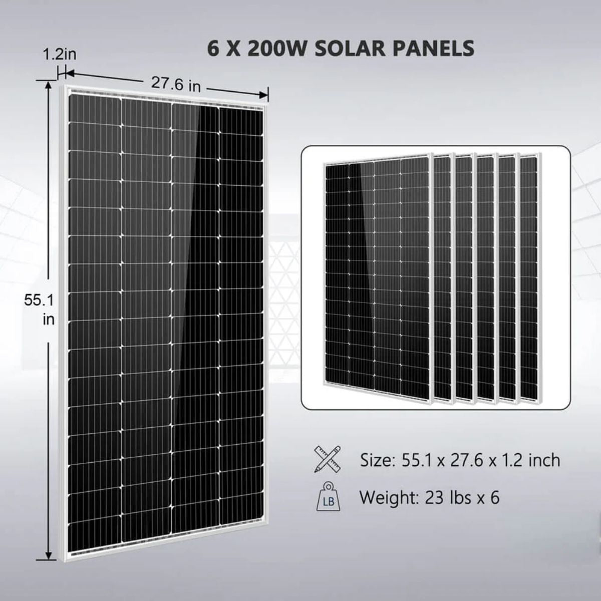 SunGold Power SGM-5K5E Off-Grid Solar Kit's 200 Watt Solar Panel