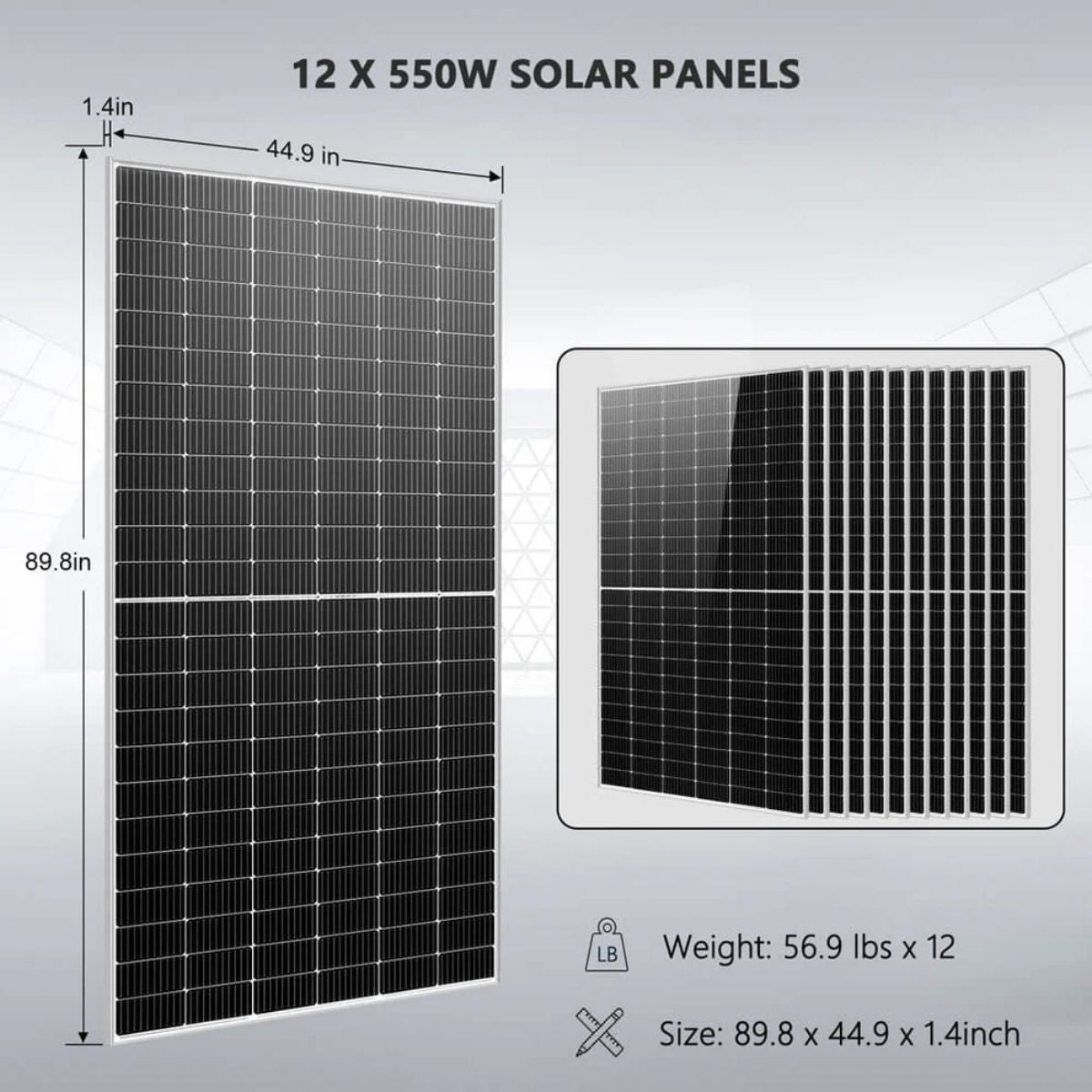 SunGold Power SGR-10K25S Off-Grid Solar Kit's 550 Watt Solar Panel