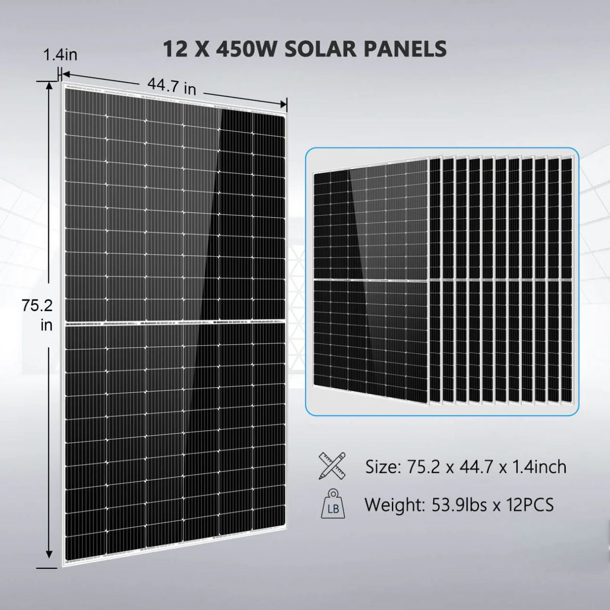 SunGold Power SGR-10K2M Off-Grid Solar Kit's 450 Watt Solar Panel