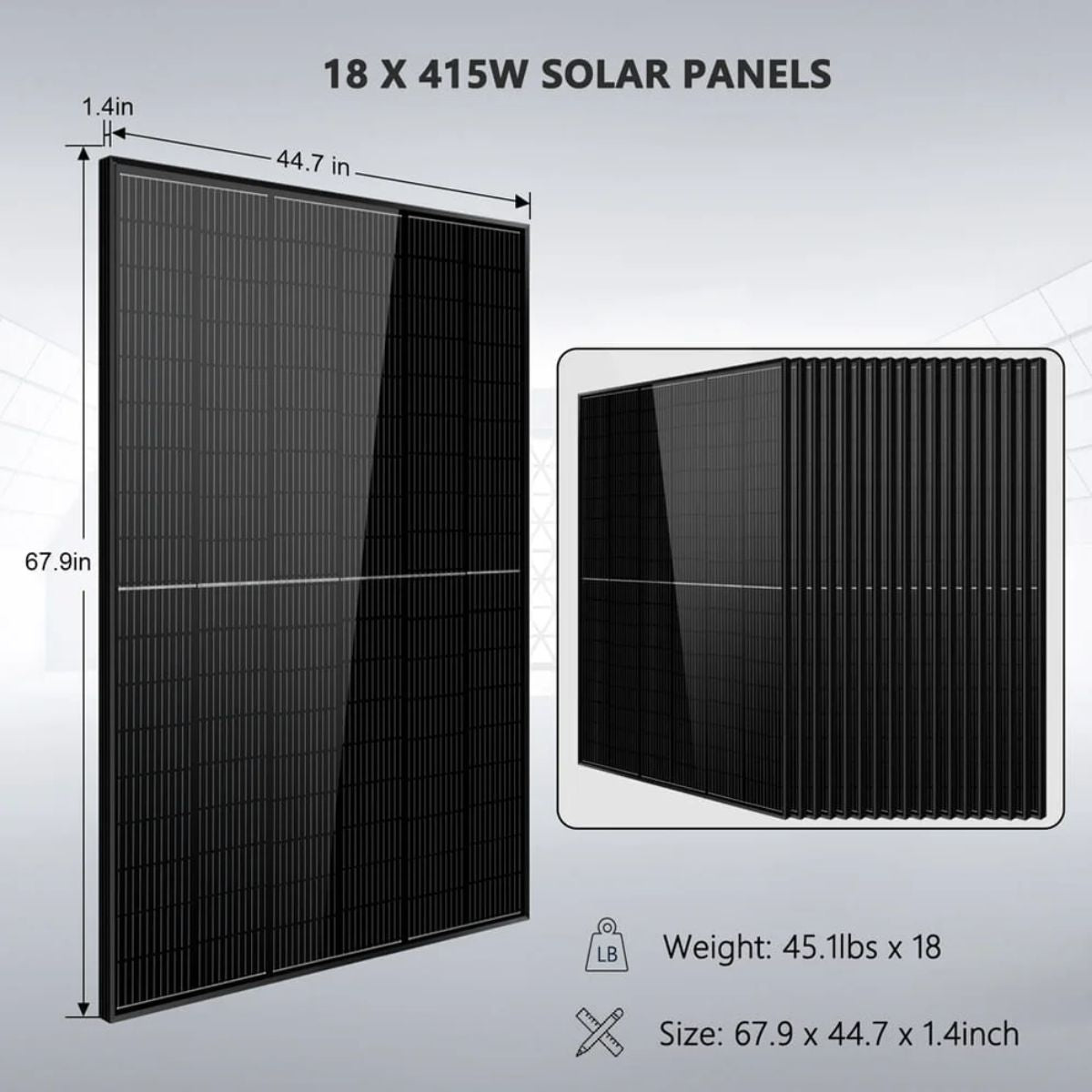 SunGold Power SGR-15k20E Off-Grid Solar Kit's 415 Watt Solar Panel