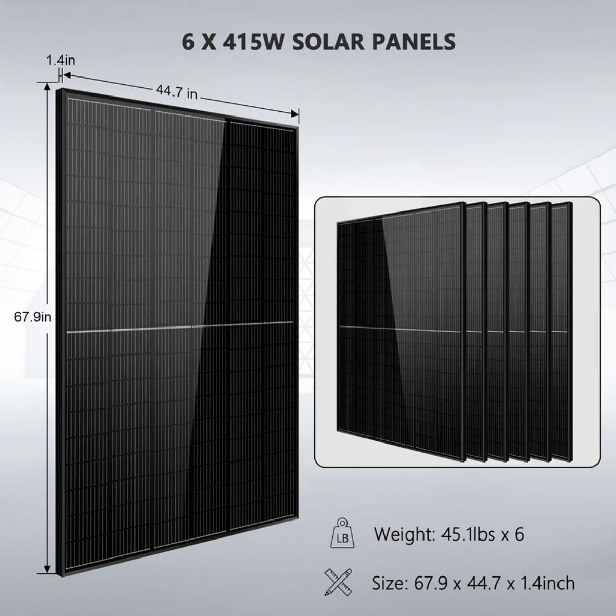 SunGold Power SGR-5KE Off-Grid Solar Kit's 415 Watt Solar Panel