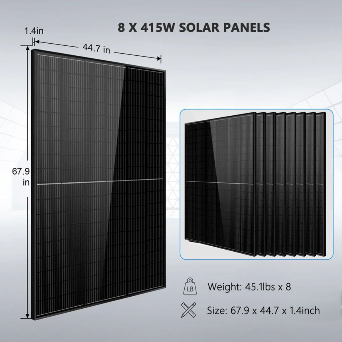 SunGold Power SGR-6510E Off-Grid Solar Kit's 415 Watt Solar Panel