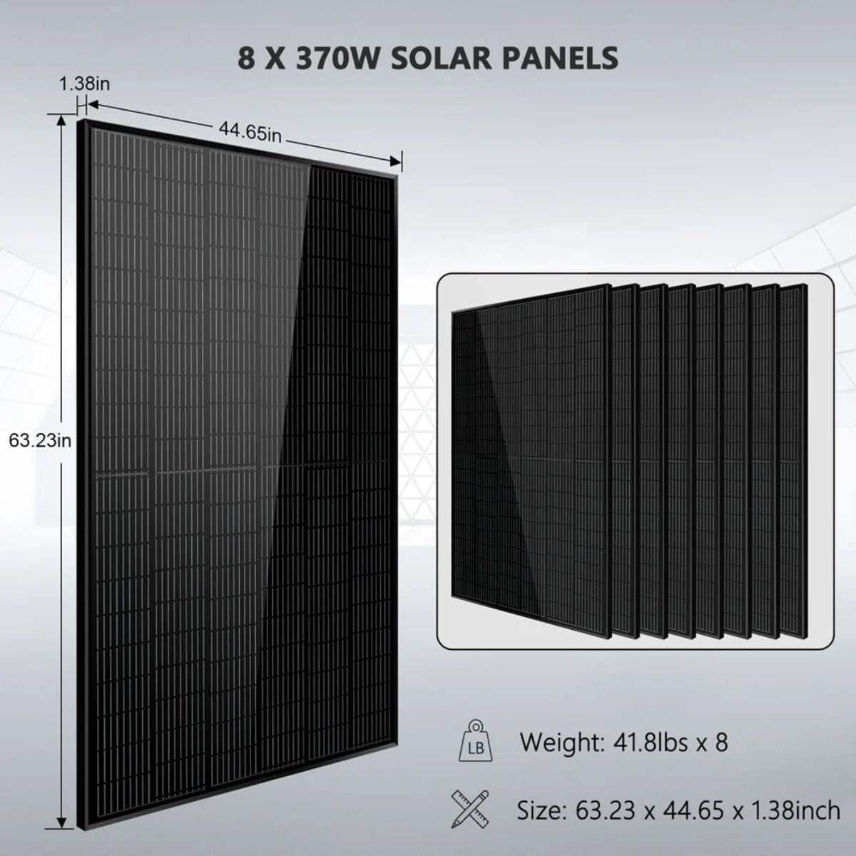 SunGold Power SGR-6KL48C Off-Grid Solar Kit's 370 Watt Solar Panel