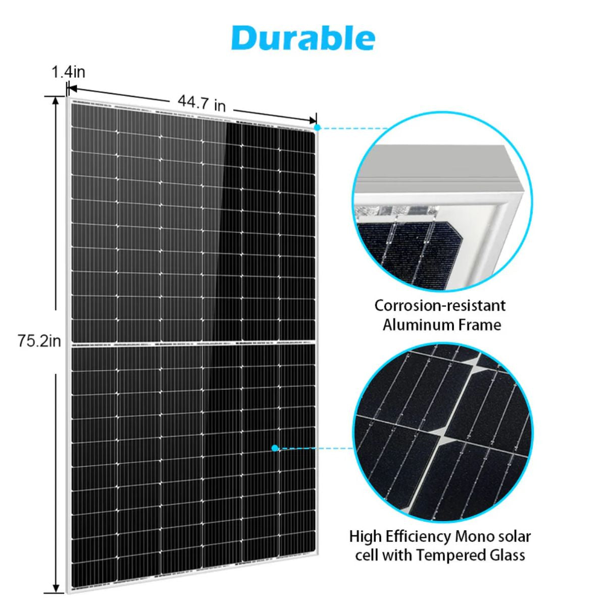 SunGold Power SP-450WM PERC Monocrystalline Solar Panels displaying its durability features