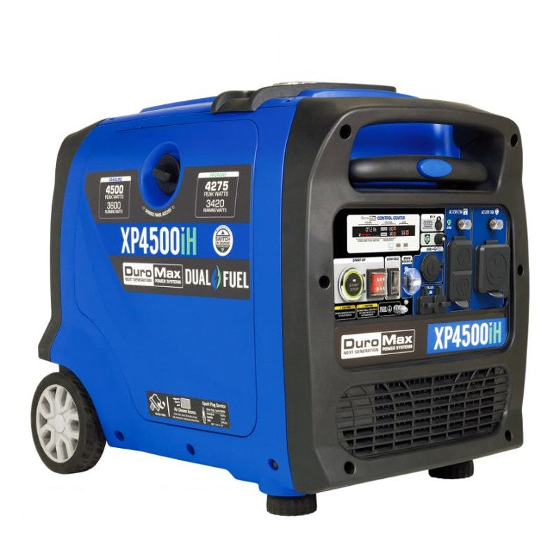 A large black and blue inverter generator